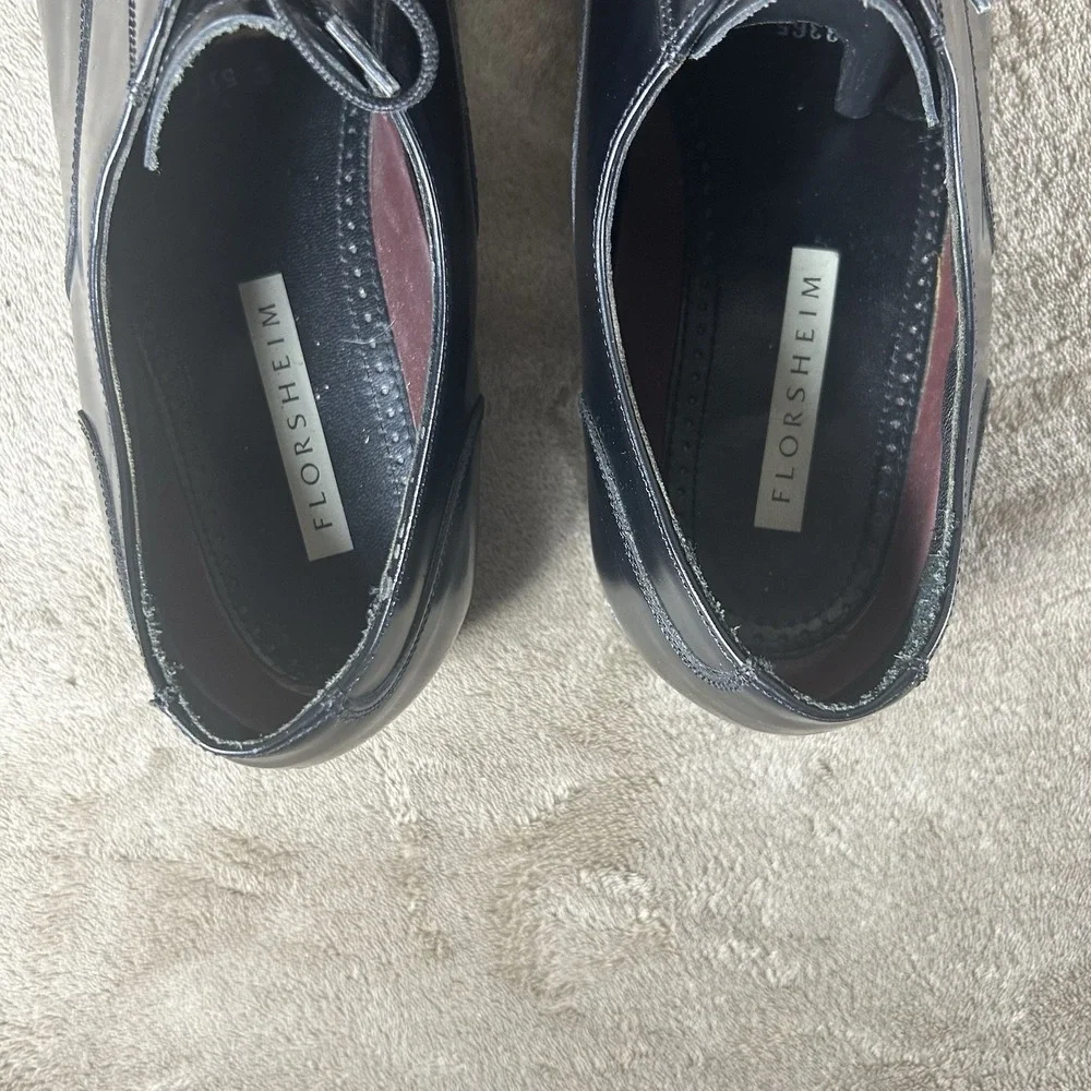Florsheim Black Leather Punch Cap Toe Oxford Dress Shoes Men's Size 10 D